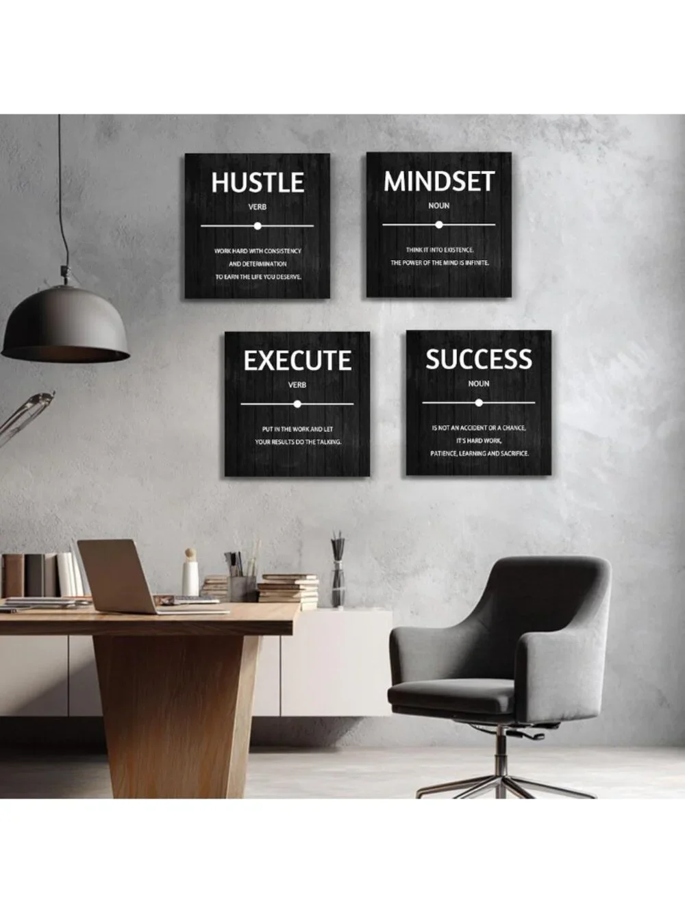 Inspirational Motivational Wall Art Set - 4 Modern Canvas Posters for Home